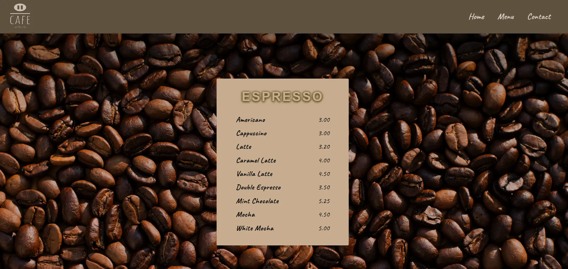 cafe page project